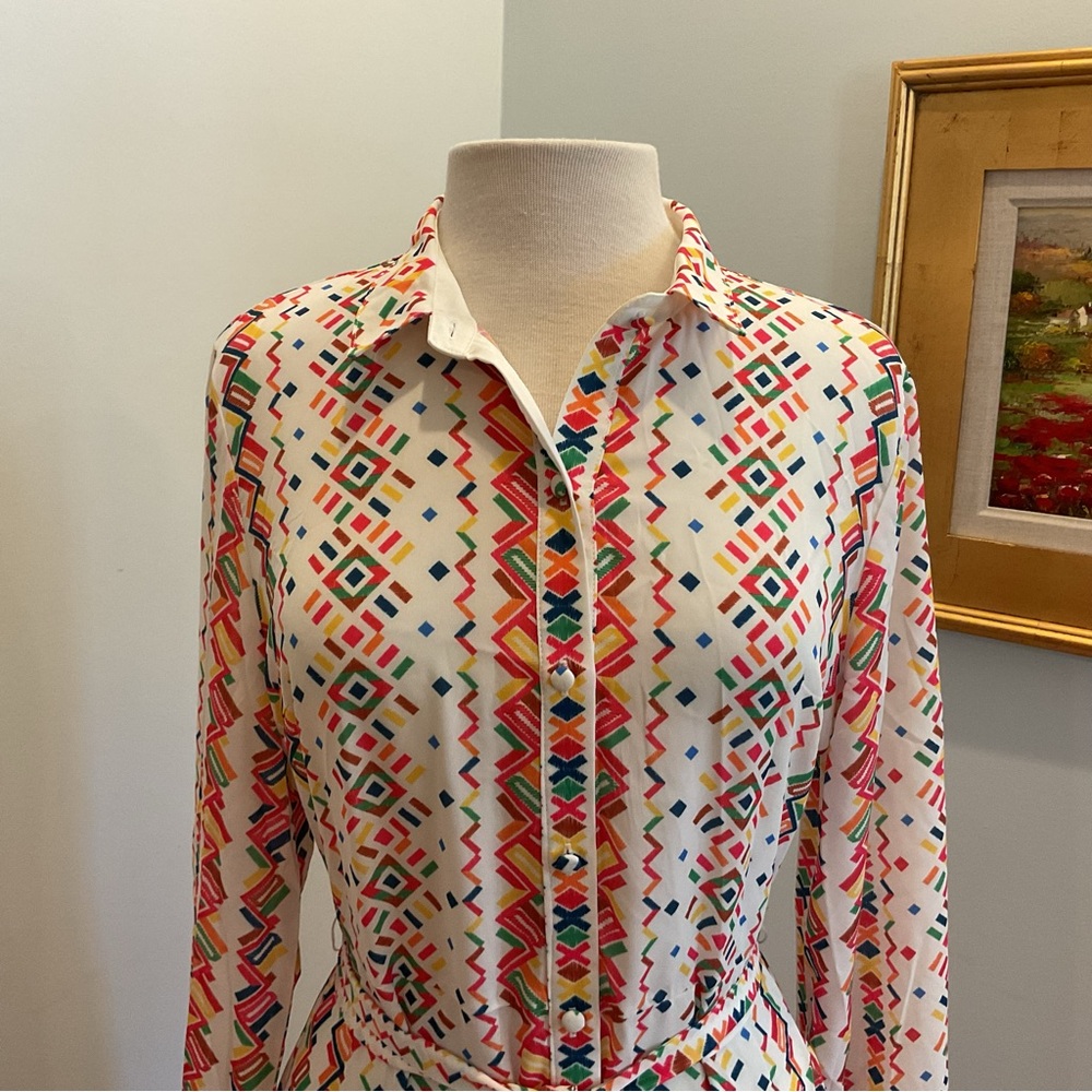 Flying Tomato Multicolor Geometric Print Long Sleeve Dress - Picture 2 of 8